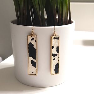 Faux Cowhide Gold Rimmed Earrings